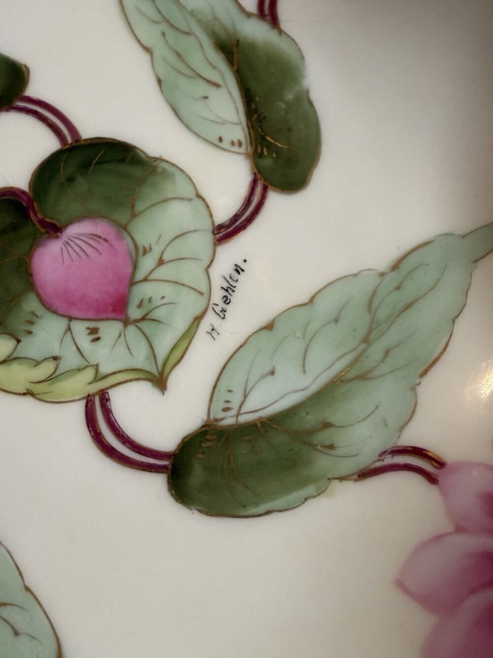 Vtg Hand painted J&C Bavaria Centerpiece Bowl Wheelock La Art Modern Water Lily - Picture 5 of 9